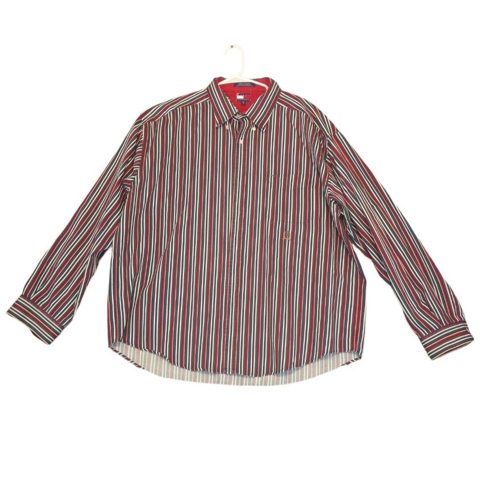 Tommy Hilfiger Vintage 1990's  Men's XXL Striped Button Down Long Sleeve Shirt